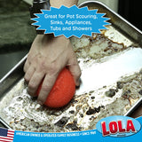 LOLA Plastic Mesh Scouring Pads - 3 Pack, 3.375" x 1.25", Non-Scratch Dish Scrubbers to Clean Dishes, Assorted Colors - Red, Blue & Yellow