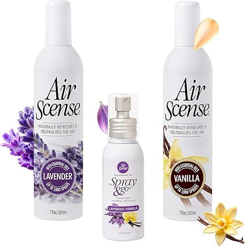 Air Scense Essential Oil Air Freshener, Non?Aerosol 7oz, 3?Pack Lavender Vanilla Bundle - Natural Air Fresheners & Odor Eliminator Sprays