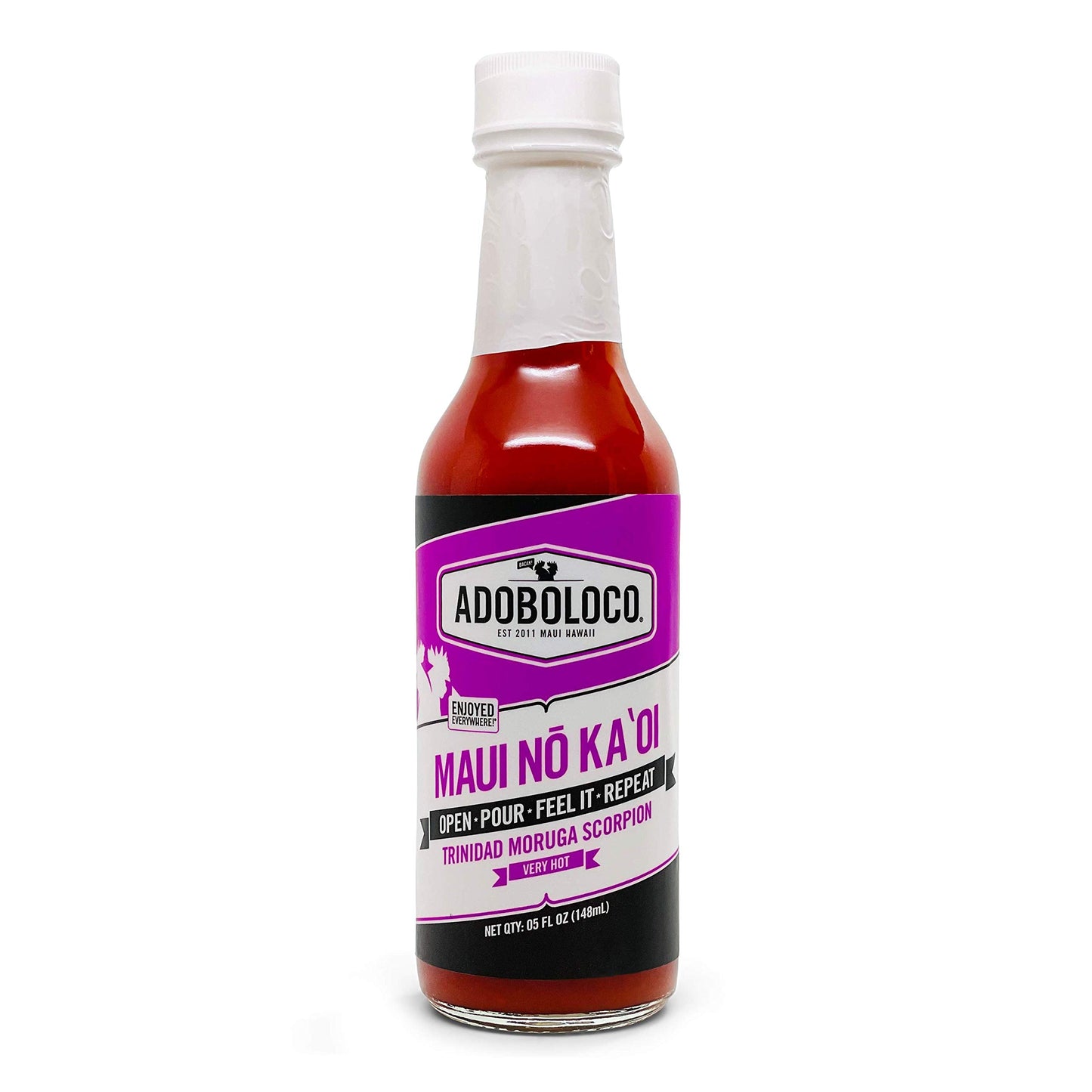 Maui No Ka oi Hot Sauce by Adoboloco, Bold heat and flavor from Trinidad Moruga Scorpion Peppers, Garlic, Made With All Natural Ingredients, 5 fl oz