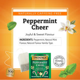 Twinings Tea, Peppermint Cheer 2-Pack, Naturally Caffeine-Free and Vanilla Flavoured Herbal Tea Bags, Individually Wrapped, 20 Count Each