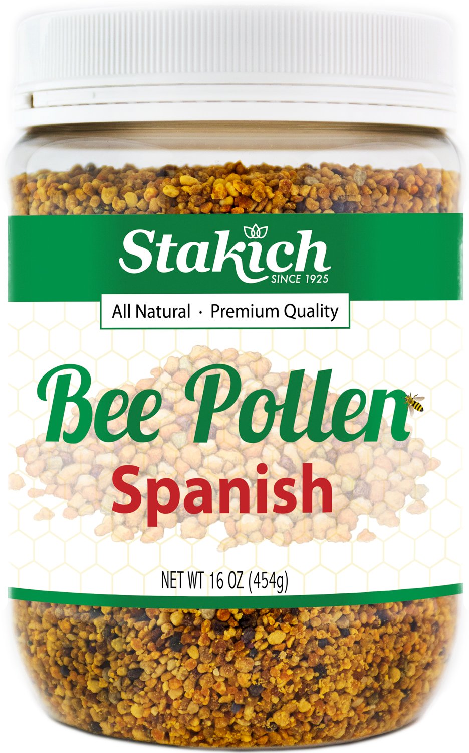 Stakich Spanish Bee Pollen Granules - Pure, Natural, Unprocessed - 1 lb (16 oz)