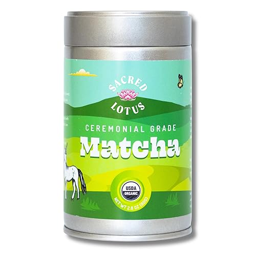 Sacred Lotus USDA Organic Matcha Green Tea Powder Tin (80 Grams) | Premium Single Origin Japanese Matcha Powder | Authentic Ceremonial Grade