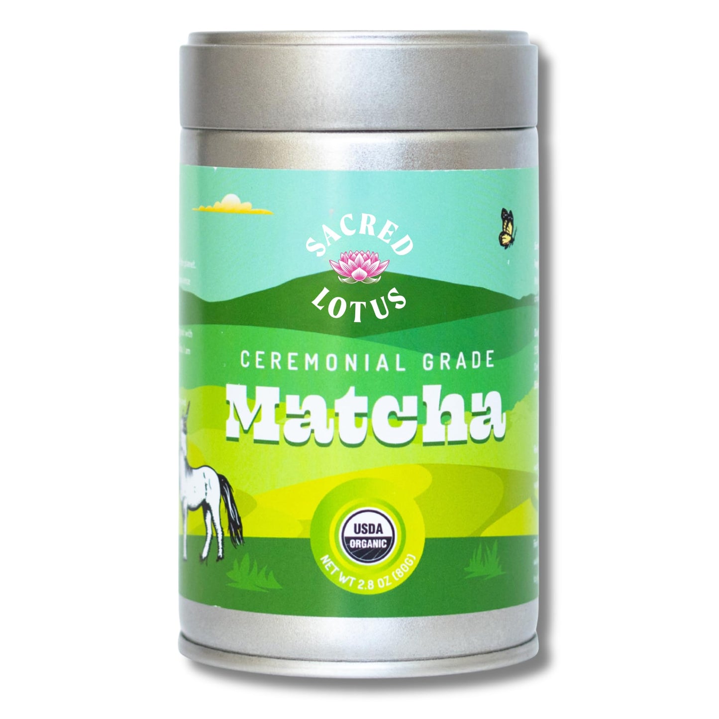 Sacred Lotus USDA Organic Matcha Green Tea Powder Tin (80 Grams) | Premium Single Origin Japanese Matcha Powder | Authentic Ceremonial Grade