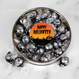 Halloween Candy Gift Chocolate Truffles in Large Plastic Tin - Pumpkin