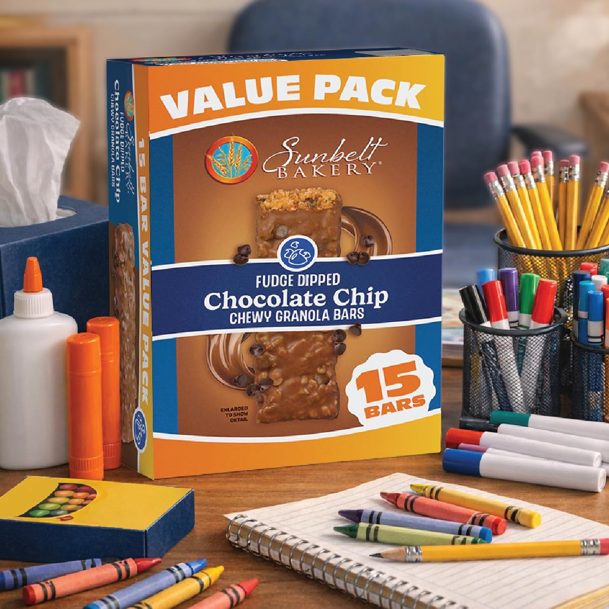 Sunbelt Fudge-Dipped CHOCOLATE CHIP Chewy Granola Bars 15-Count VALUE PACK (3 Boxes)