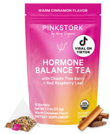 Pink Stork Hormone Balance Tea for Women - Red Raspberry Leaf & Chasteberry (Vitex) - Organic Herbal Tea for PMS, Menstrual Cycle + Perimenopause
