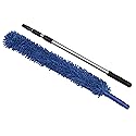 CleanAide Handheld Reusable Microfiber Flex Duster with Adjustable Telescopic Reach Pole - Bendable, Lightweight, Dust Cleaner for Blinds, Shutters