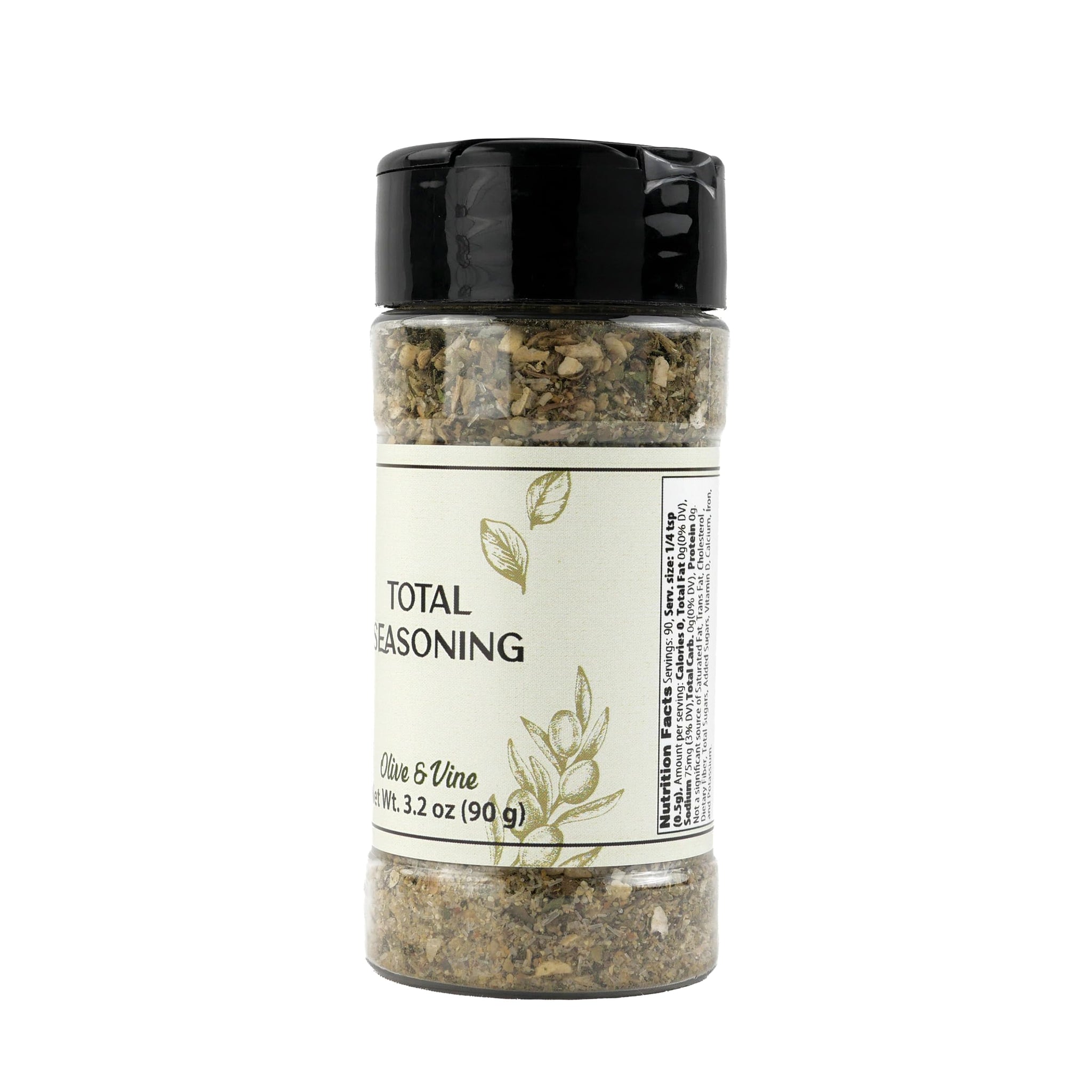 Olive & Vine Total Seasoning, Balanced Flavor, For Grilling & Roasting, Rich Tradition, Authentic Taste, For Global Recipes (3.2 Ounce)