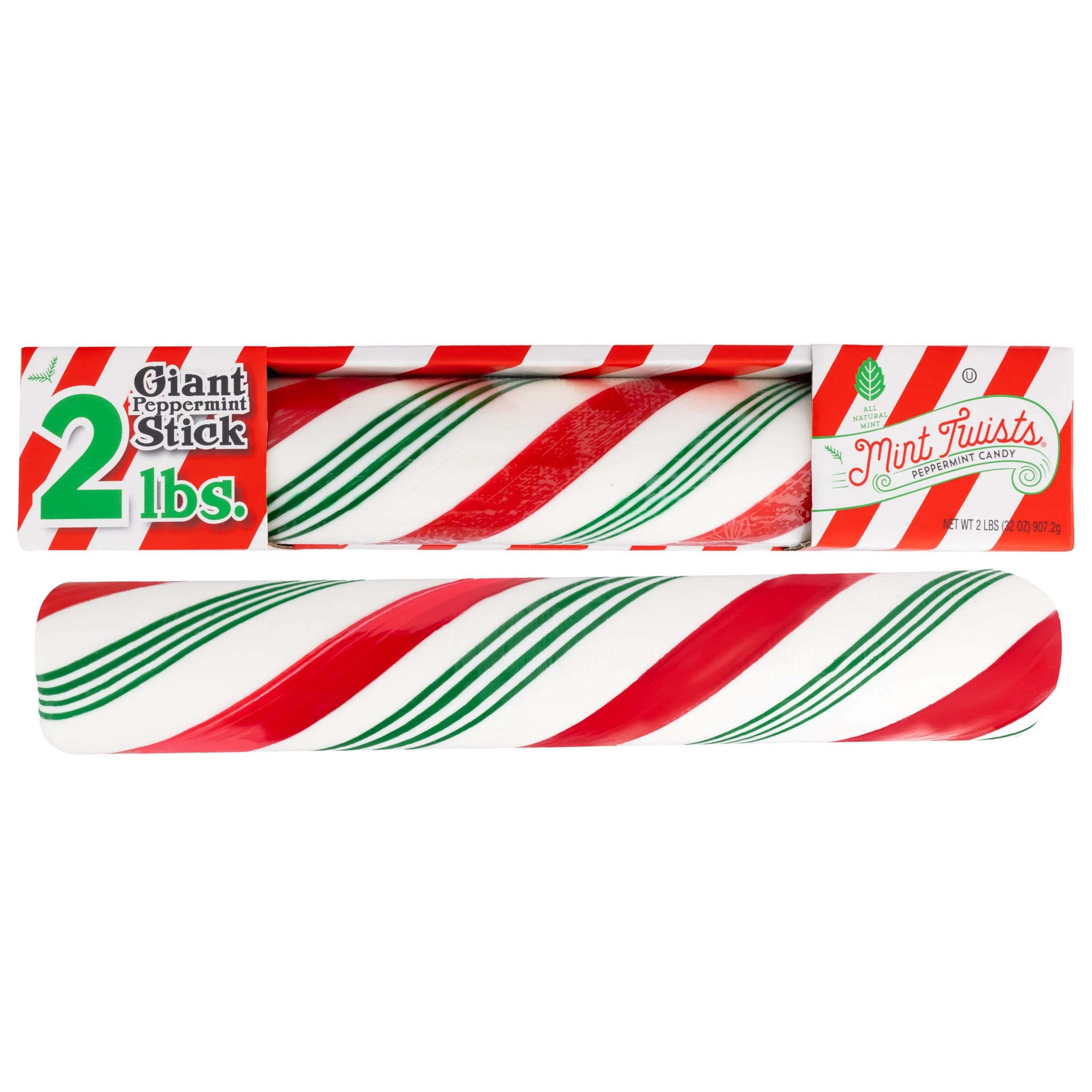 Atkinson's Mint Twists Giant 2 lb. Peppermint Stick - Peppermint Red & White Candy - Gluten Free, Kosher, Vegan - Great for Gifting, Crafting