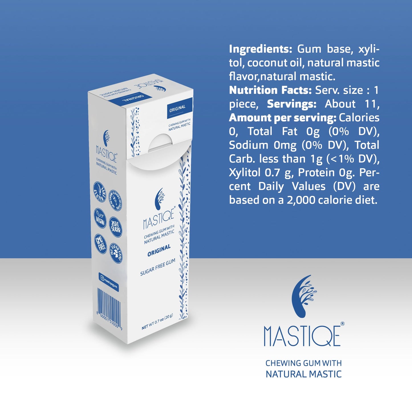 Mastiqe Sugar Free Hard Chewing Gum with Natural Mastic (Plain)