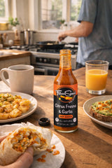 Citrus Fresno & Garlic Hot Sauce by Fresco Sauce - Lime Juice - Orange Juice - Fresno Peppers - Flavorful - All Natural- Vegan - Gluten Free