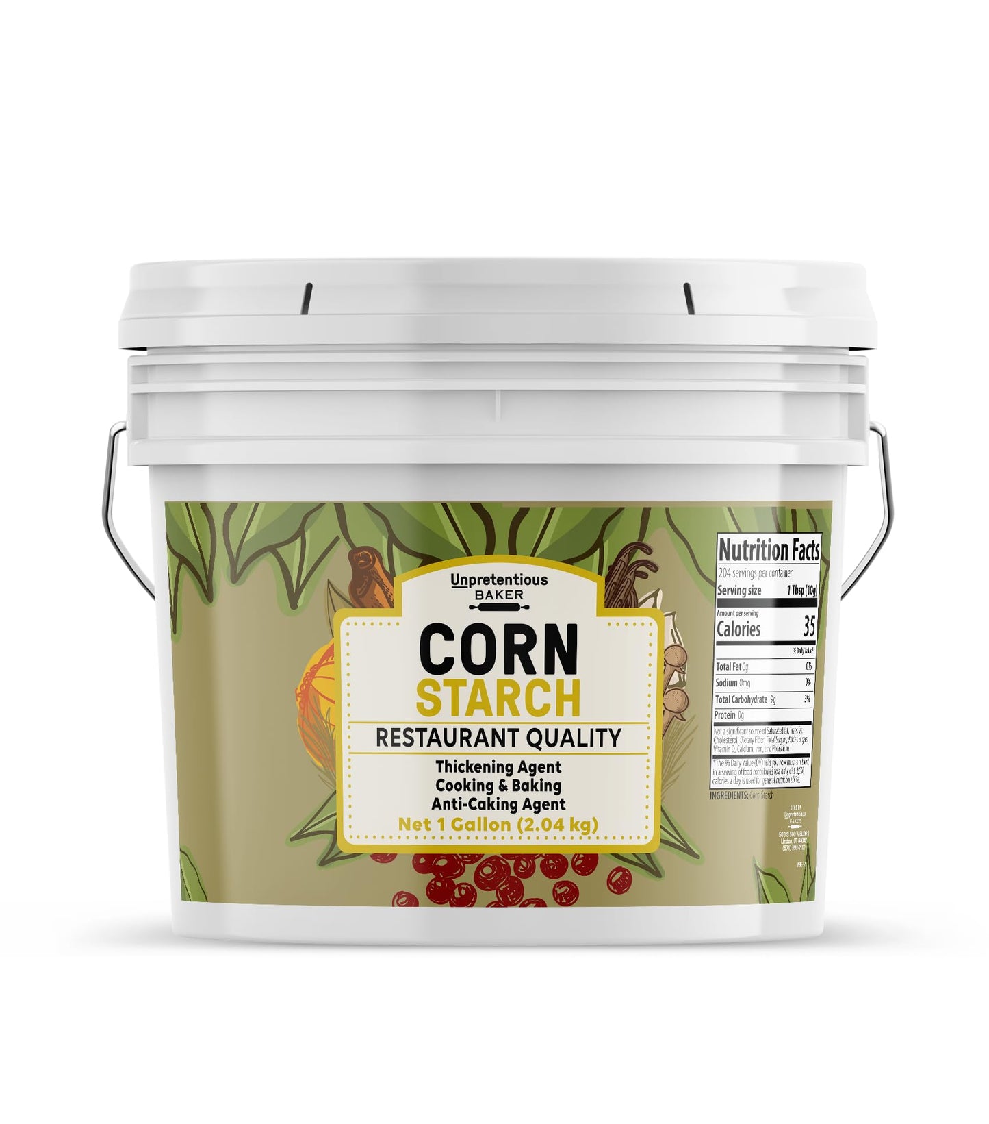 Unpretentious Corn Starch, 1 Gallon, Resealable Bucket, Thickening Agent, For Bulk Baking & Cleaning Use (4.5 Pound)