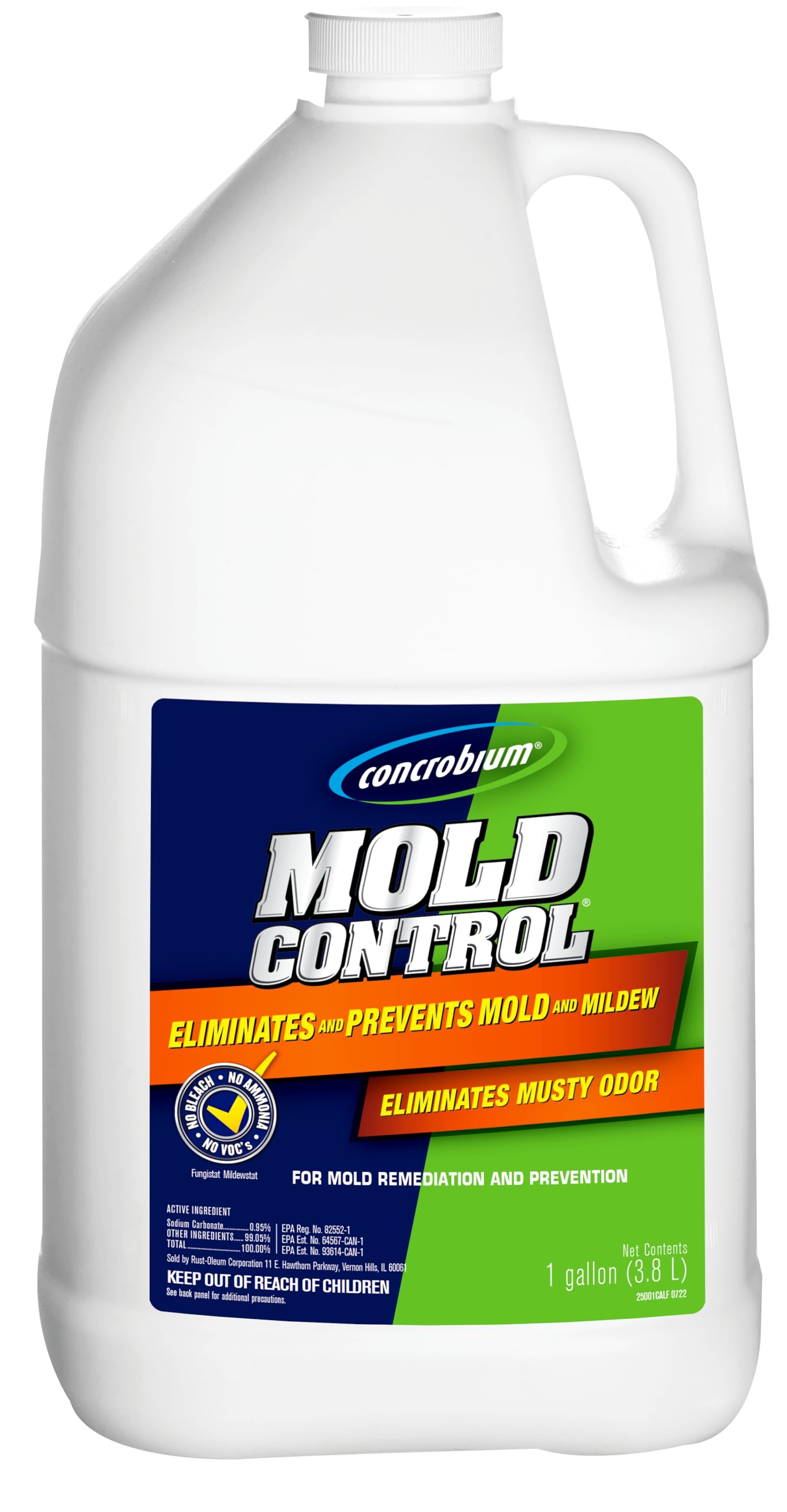 Concrobium Mold Control, 1 Gallon Refill, Eliminates and Prevents Mold, EPA Registered, Bleach Free, Odorless, VOC Free, For Indoor and Outdoor