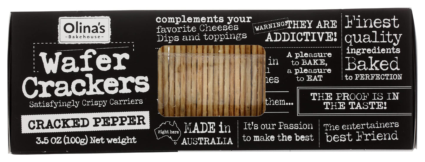 Olinas Bakehouse, Cracker Wafer Pepper, 3.5 Ounce