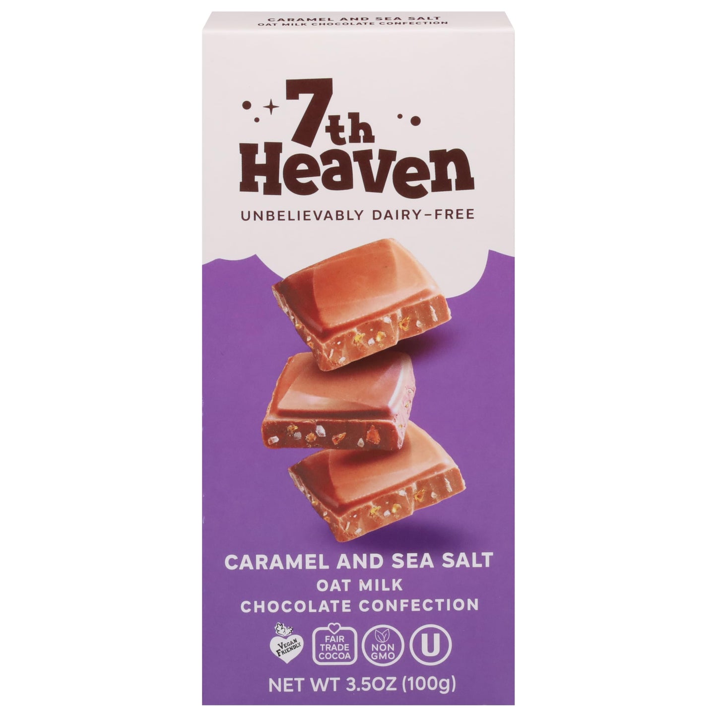 7Th Heaven, Caramel And Sea Salt Chocolate Bar, 3 Ounce
