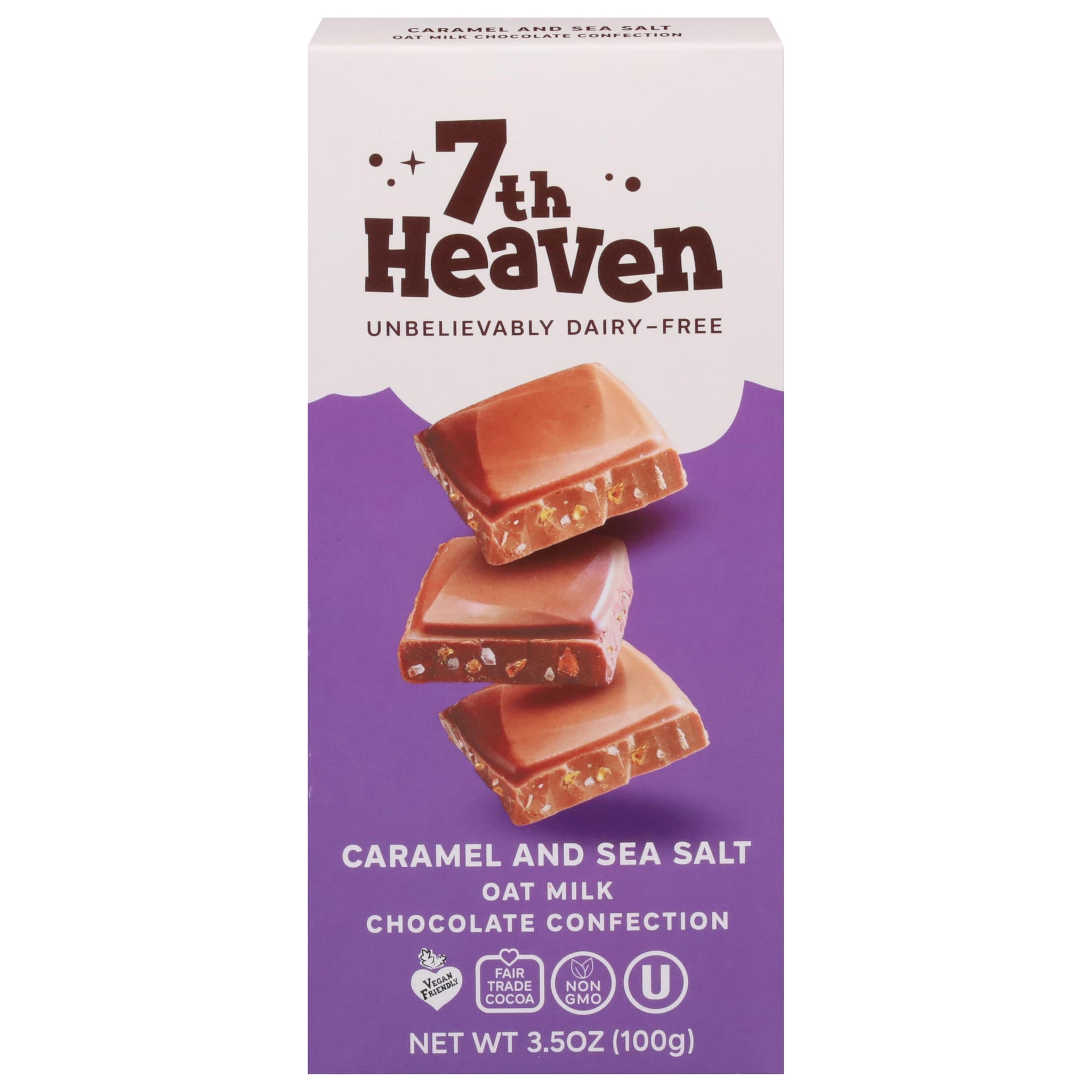 7Th Heaven, Caramel And Sea Salt Chocolate Bar, 3 Ounce