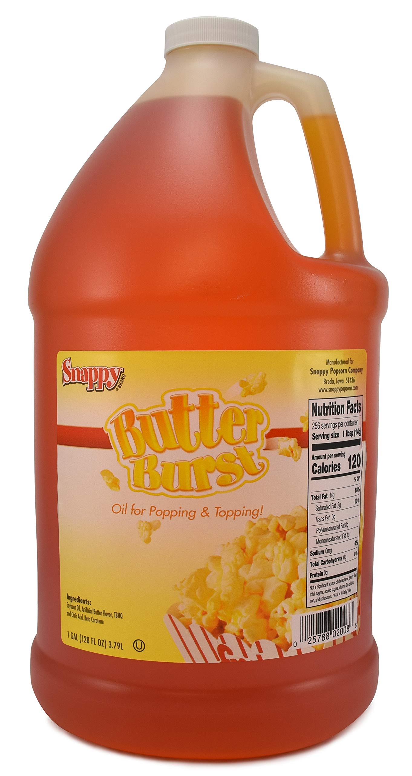 Snappy Butter Burst Popcorn Oil for Popping and Popcorn Topping, Buttery Flavored Popcorn Theater Salt and Oil Pump Dispenser for 1 Gallon Jug, 3