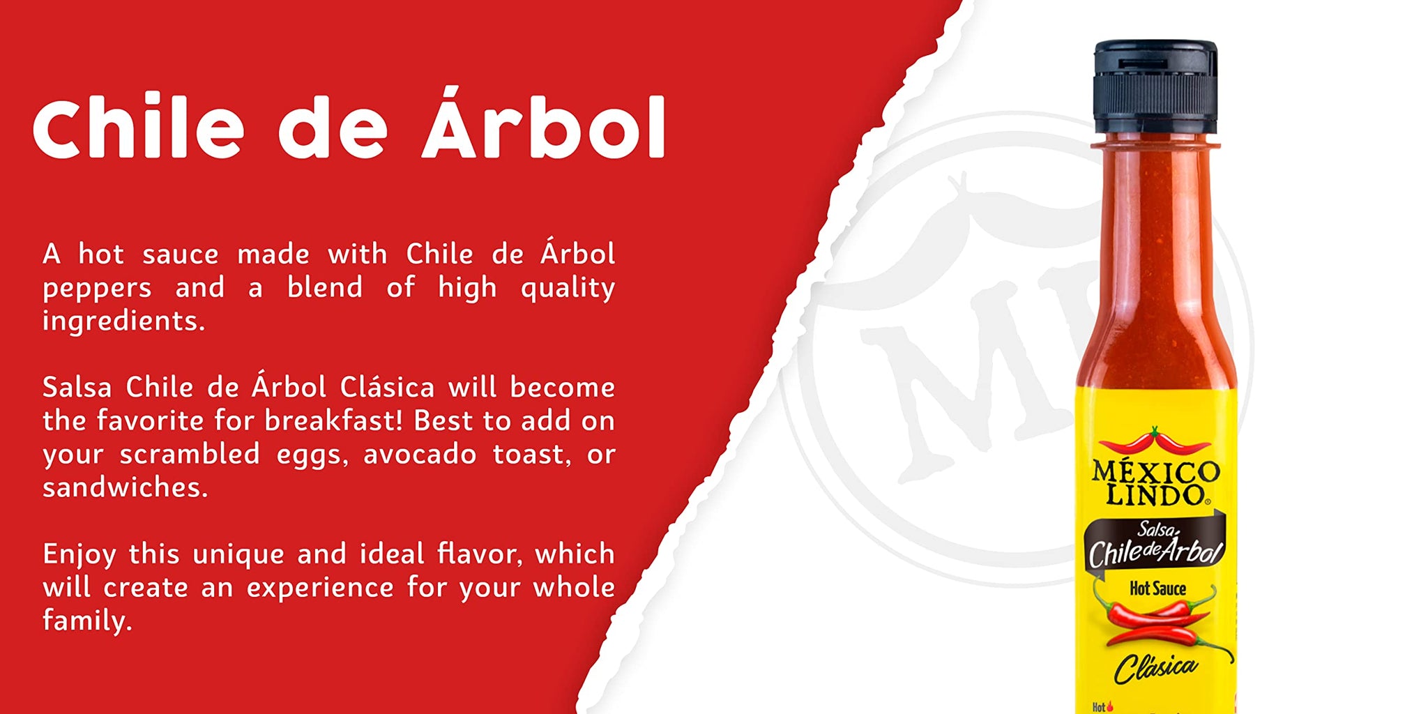 Mexico Lindo Chile de Arbol Hot Sauce Ingredients | 12,190 Scoville Level | Classic Flavor | 5 Fl Oz Bottle (Pack of 1)