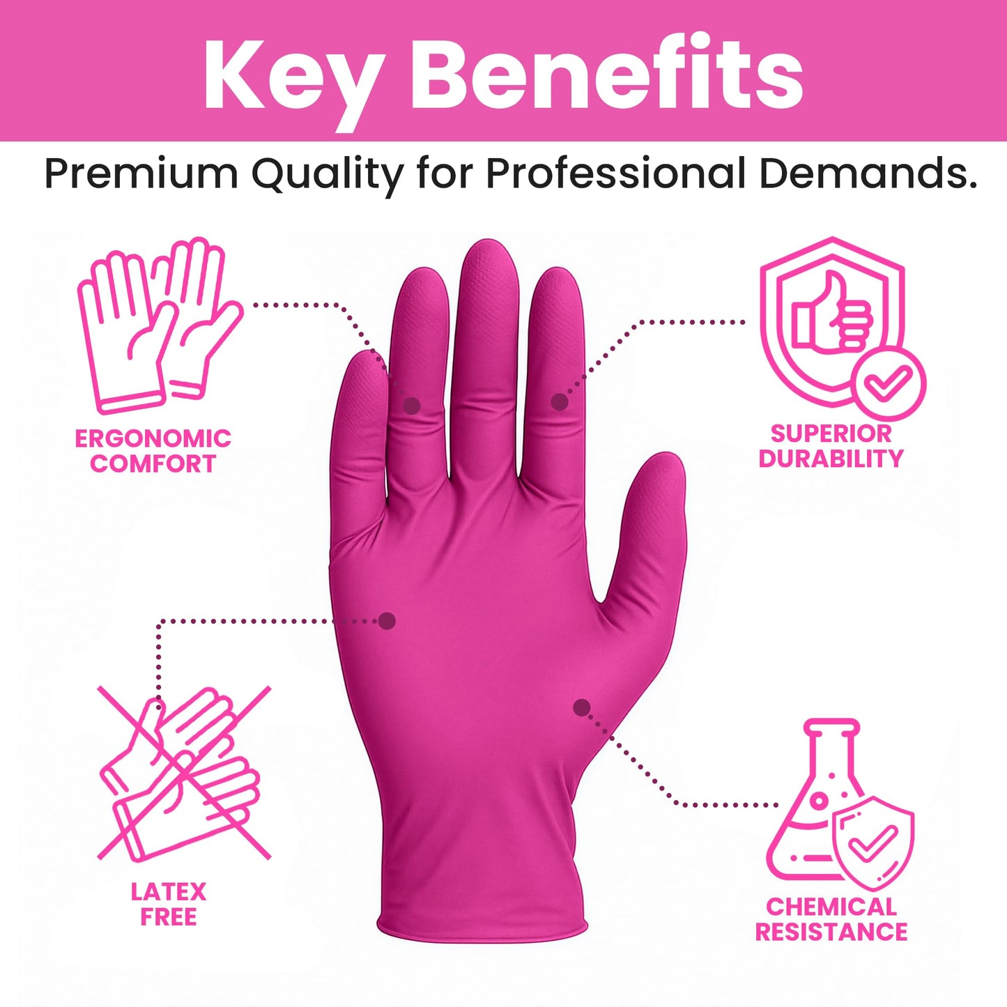 SAFEWAY USA Pink Nitrile Gloves Disposable - Non-Latex, Powder-Free, Ambidextrous Design Multi-purpose Gloves for House Chores, Nail Tech, Salon