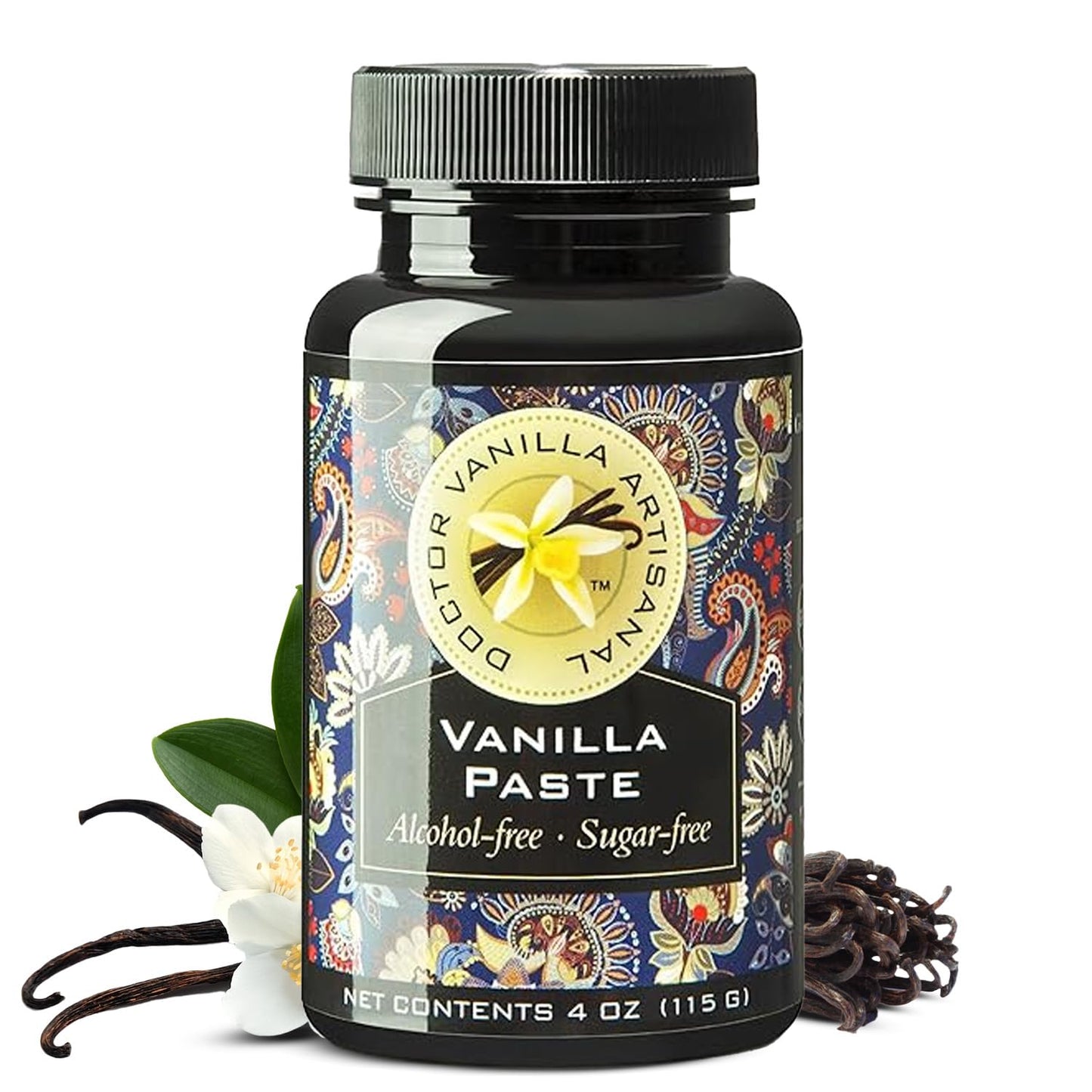 Natural Vanilla Alcohol?Free Paste, 4 fl oz - Madagascar Bourbon vanilla, 100% natural, GMO?free, gluten?free, vegan, paleo, keto, kosher, and halal
