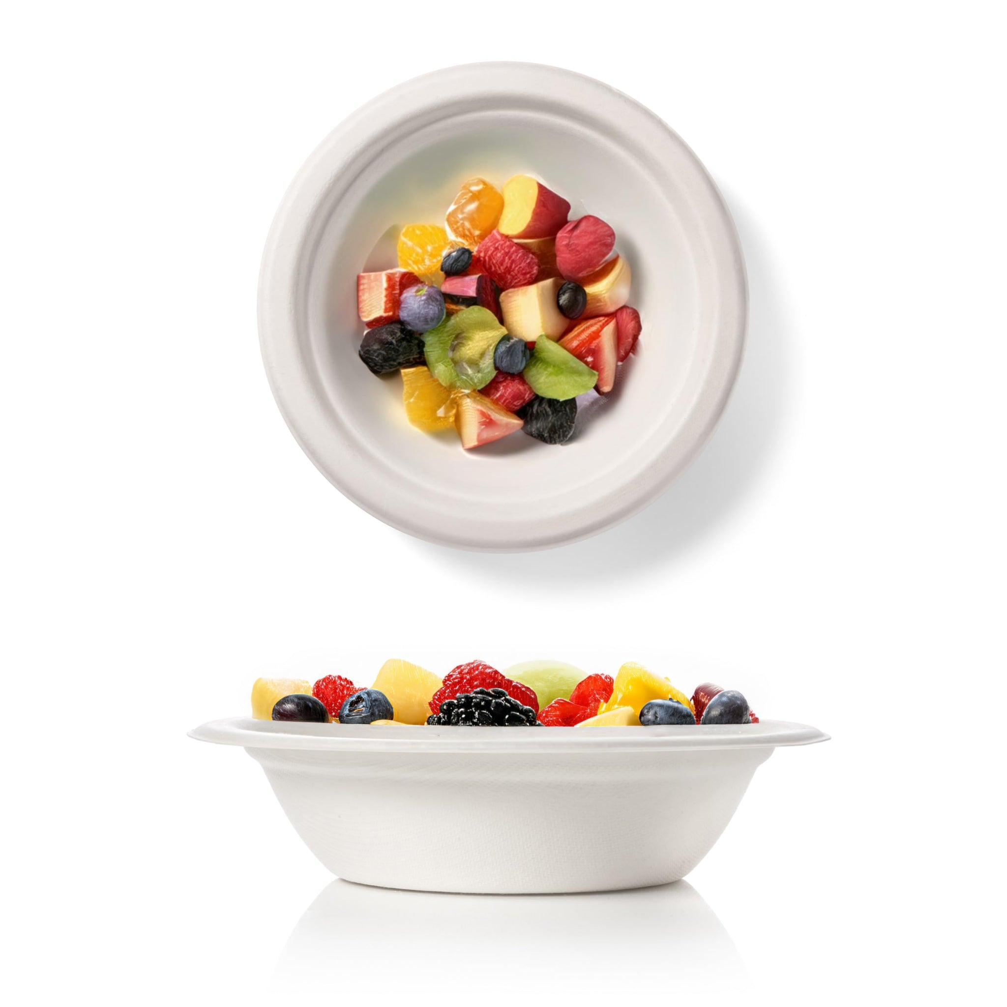 Greener Settings 12 oz Compostable Paper Bowls - Heavy Duty Sugarcane, Biodegradable, Microwave & Leak-Resistant, 125 Count