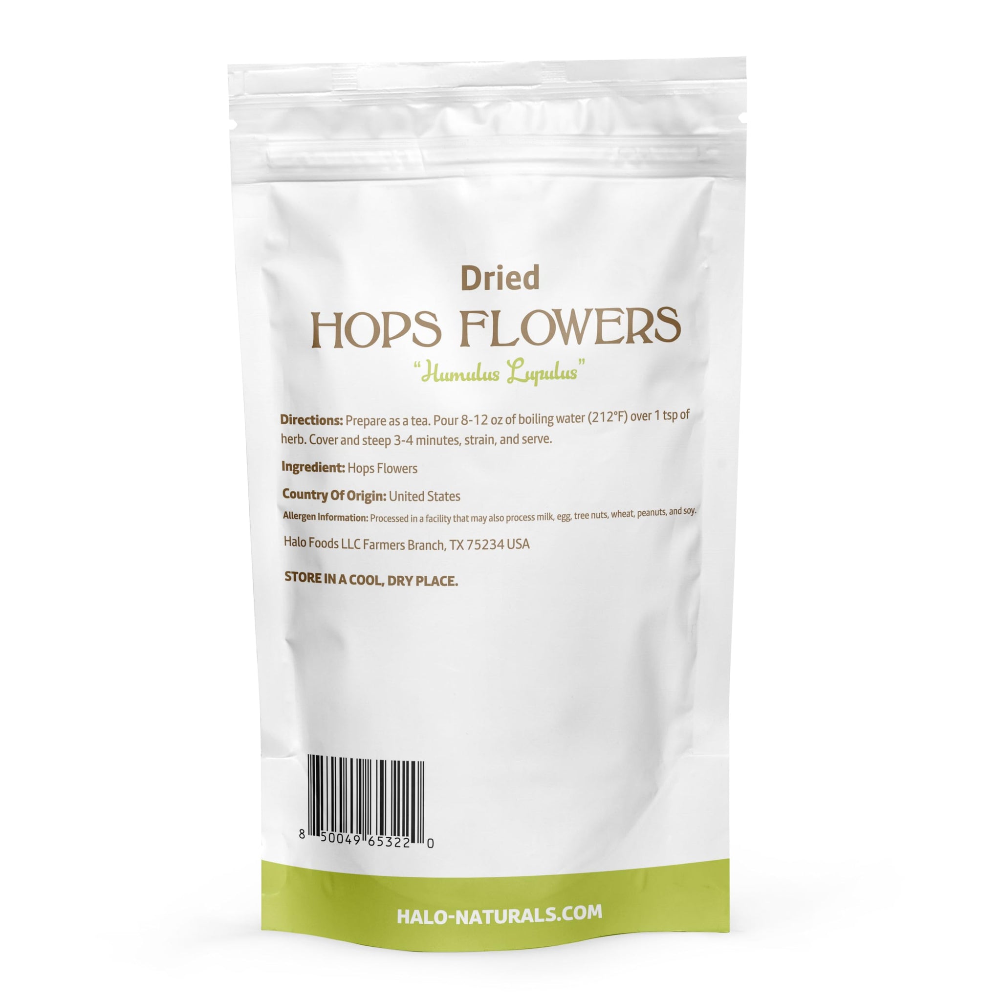 Halo Naturals Hops Flowers Whole, 4 Ounces (Humulus lupulus) Resealable Pouch| Packaged in The USA (Pack of 1)