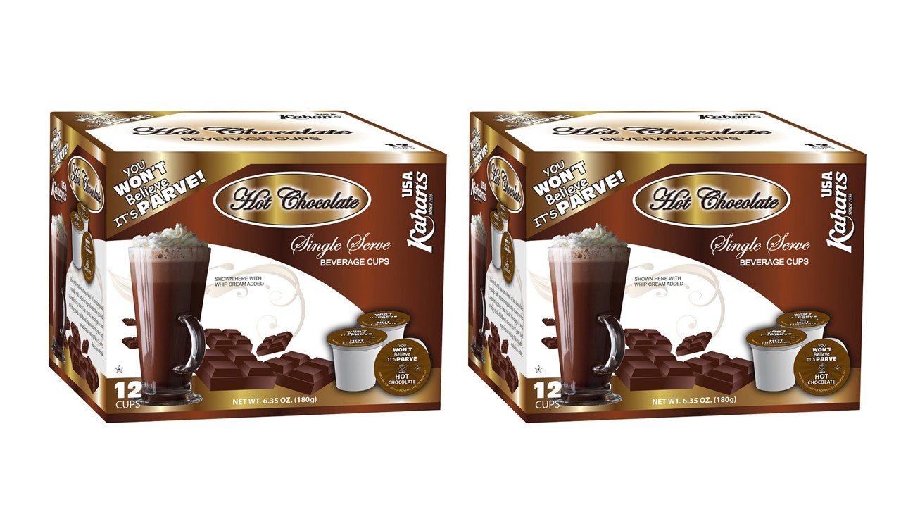 Dairy Free, Hot Chocolate Cups, Compatible with all standard Coffee Makers, (2 Pack, Total 24 cups), Caffeine Free, You Won‘t Believe it's Parve!