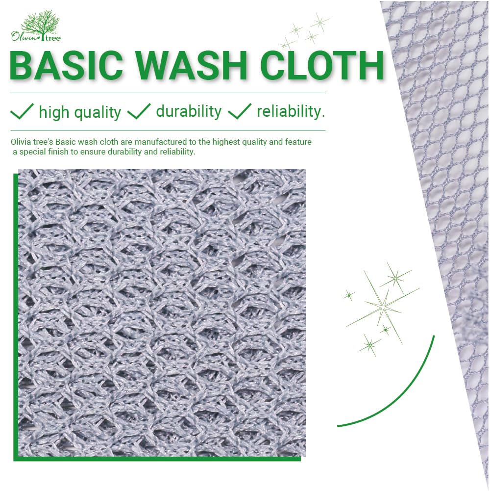 Olivia tree 5pcs Monotone Dish Washing Net Cloths, Dish mesh net,Scourer, Quick Dry, Perfect Scrubber for Washing Dishes 11" X 11" Dish scubber