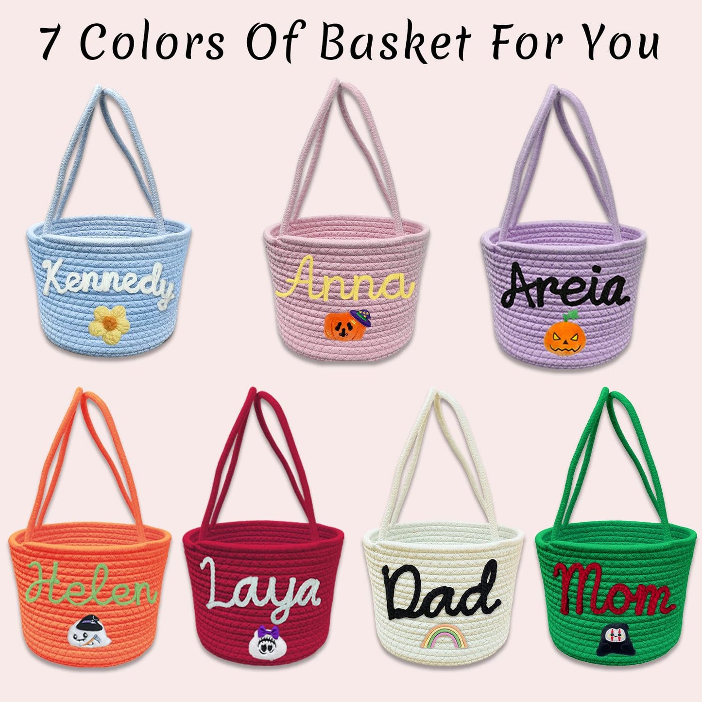 Personalized Halloween Basket Trick or Treat Bag Customized Name Custom Halloween Candy Buckets Gift for Boys Girls,Orange