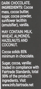 Divine Chocolate, Bar Dark Chocolate Exquisitely Rich 85%, 3 Ounce
