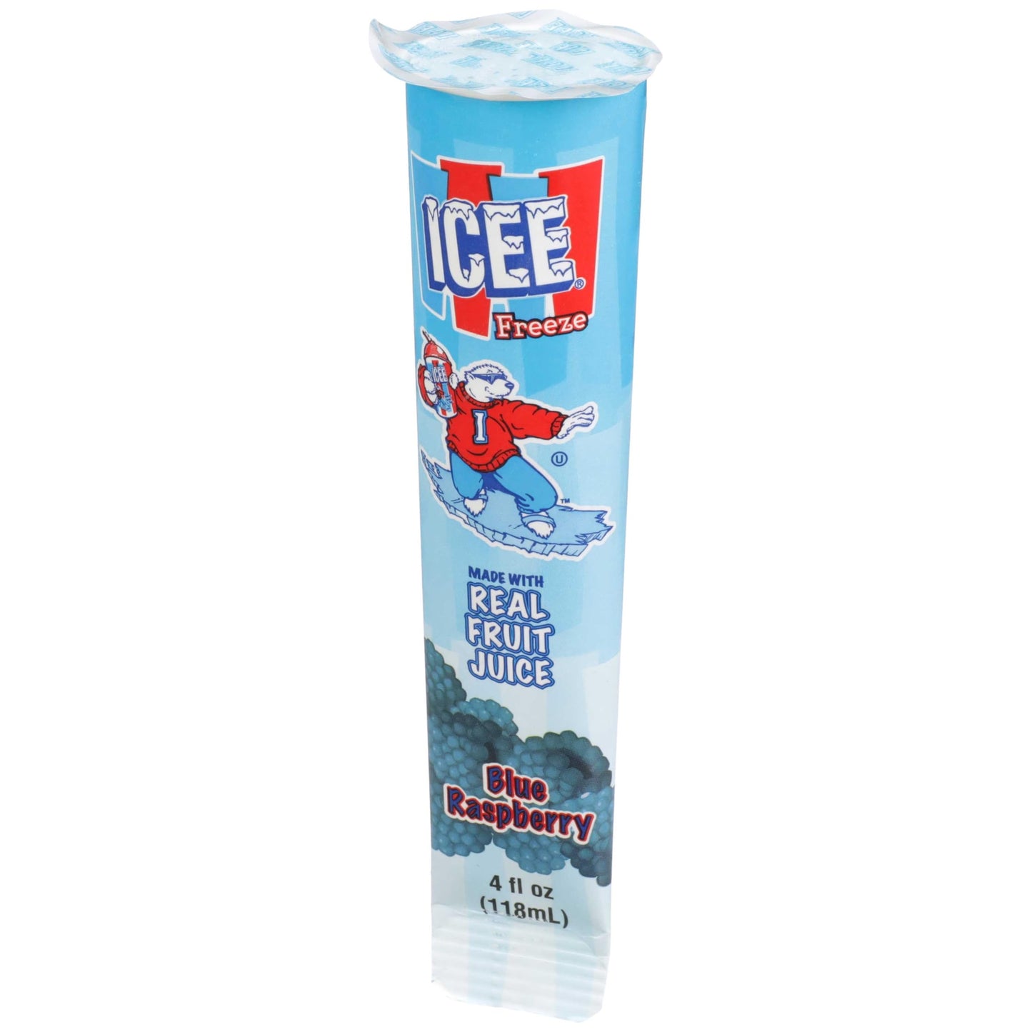 Icee Blue Raspberry Squeeze Up Tubes, 4 Ounce -- 24 per case.