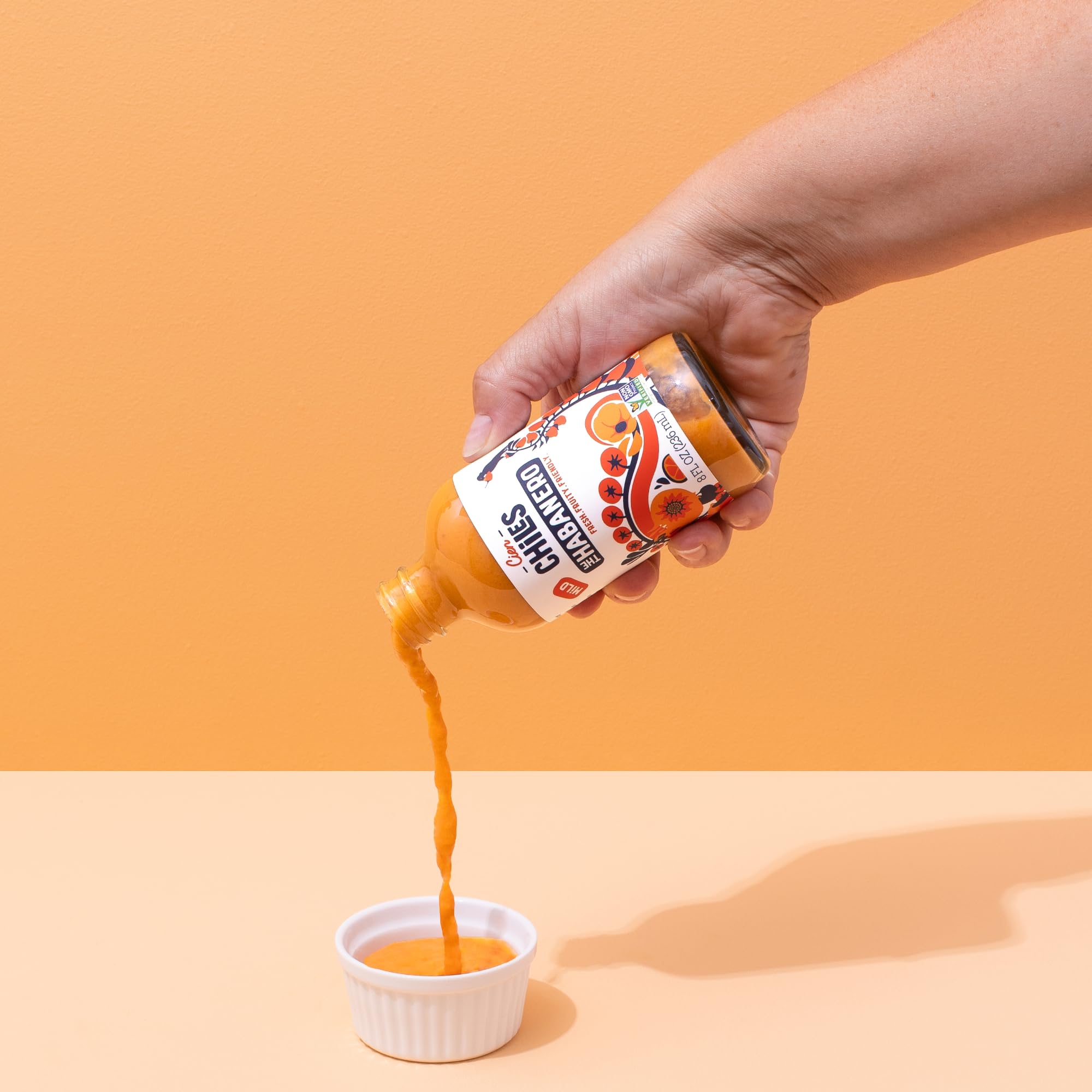 Cien Chiles The Habanero | All Natural Sauce | Zero Sugars, Non-GMO, Gluten-Free, Vegan | 8 OZ Bottle