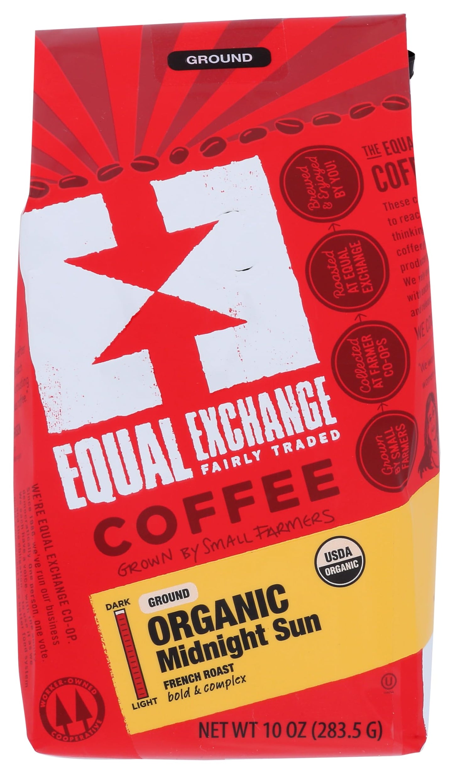 Equal Exchange Organic Coffee, Midnight Sun, Ground, French Roast, 10 oz (283.5 g)