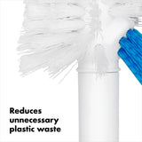 OXO Good Grips Toilet Brush with Rim-Cleaner Replacement Head, White, Plastic Handle, 10-Inch