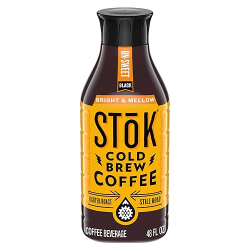 SToK Cold Brew Coffee, Bright & Mellow, Light Roast Brewed Low and Slow, Unsweetened, Black Coffee, 48 FL OZ Bottle