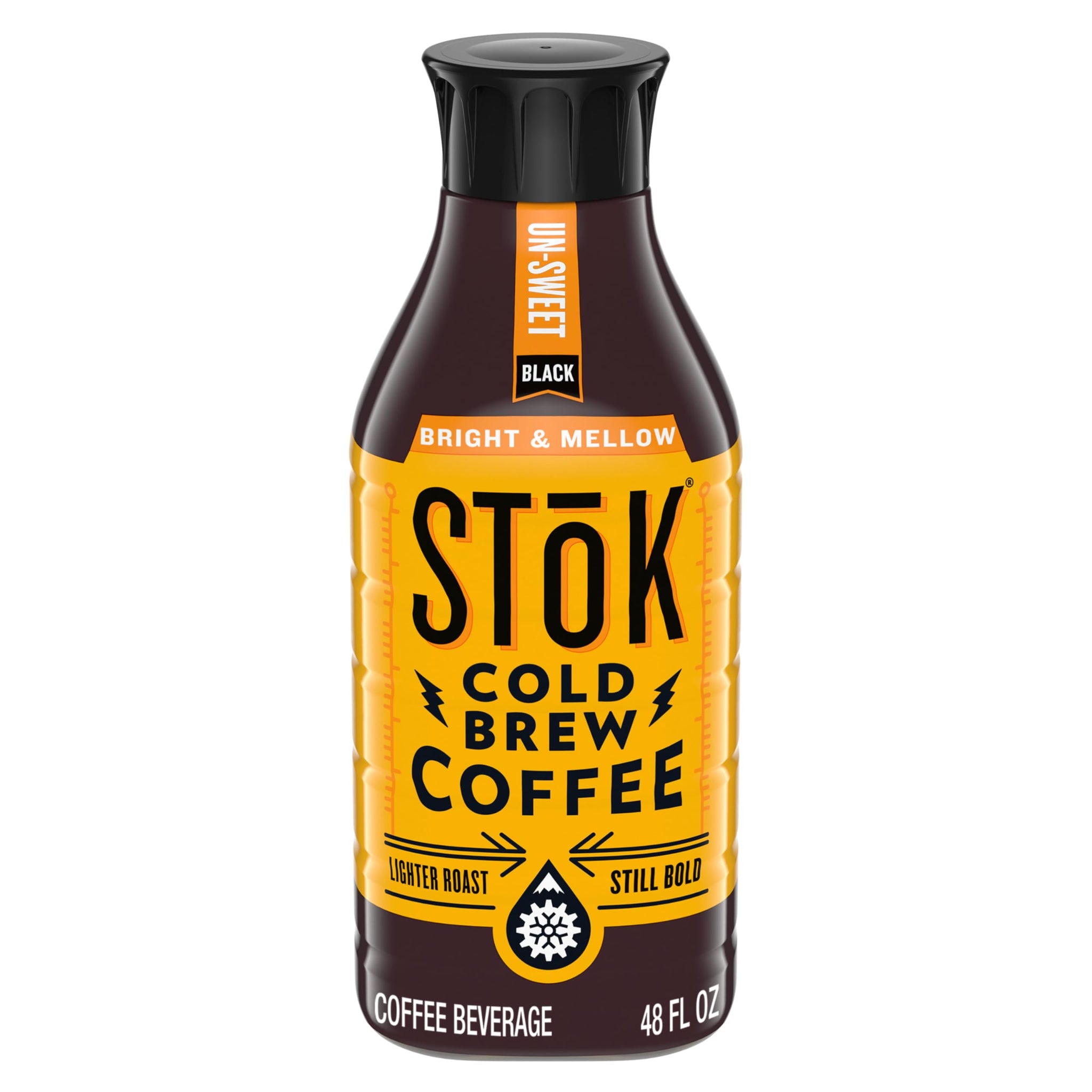 SToK Cold Brew Coffee, Bright & Mellow, Light Roast Brewed Low and Slow, Unsweetened, Black Coffee, 48 FL OZ Bottle