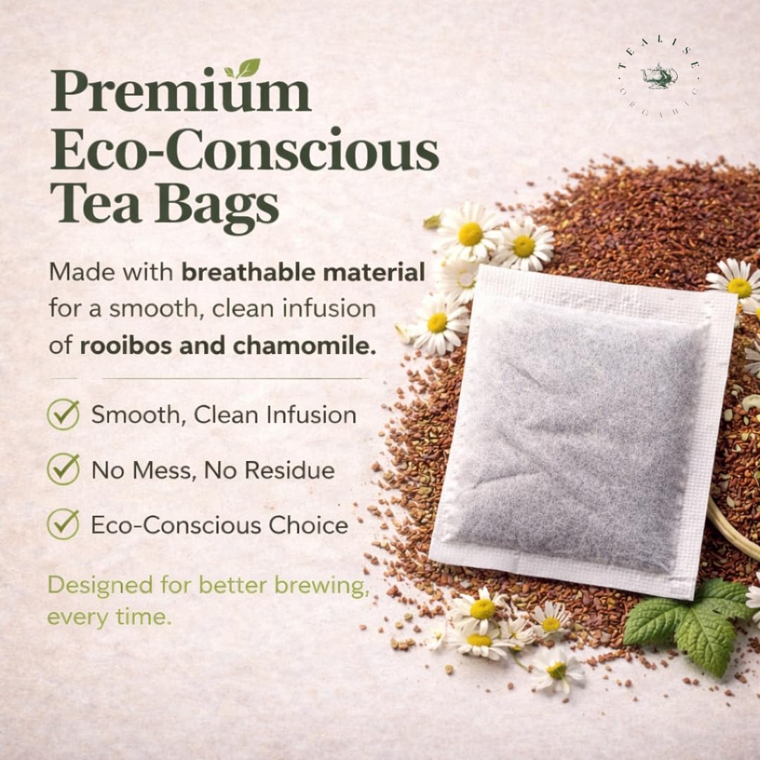 Organic Calm & Relax Herbal Tea Bags - Chamomile Tea Bags, Rooibos & Raspberry Leaf - 100 Plant-Based Tea Bags - Caffeine Free Sleep & Relaxation