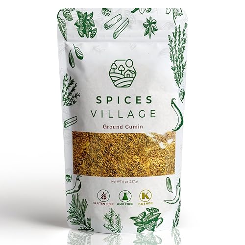 SPICES VILLAGE Cumin Powder (8 oz) - Purely Ground from Whole Cumin Seeds, Kosher Certified, Gluten Free, Non GMO, Resealable Bulk Bag