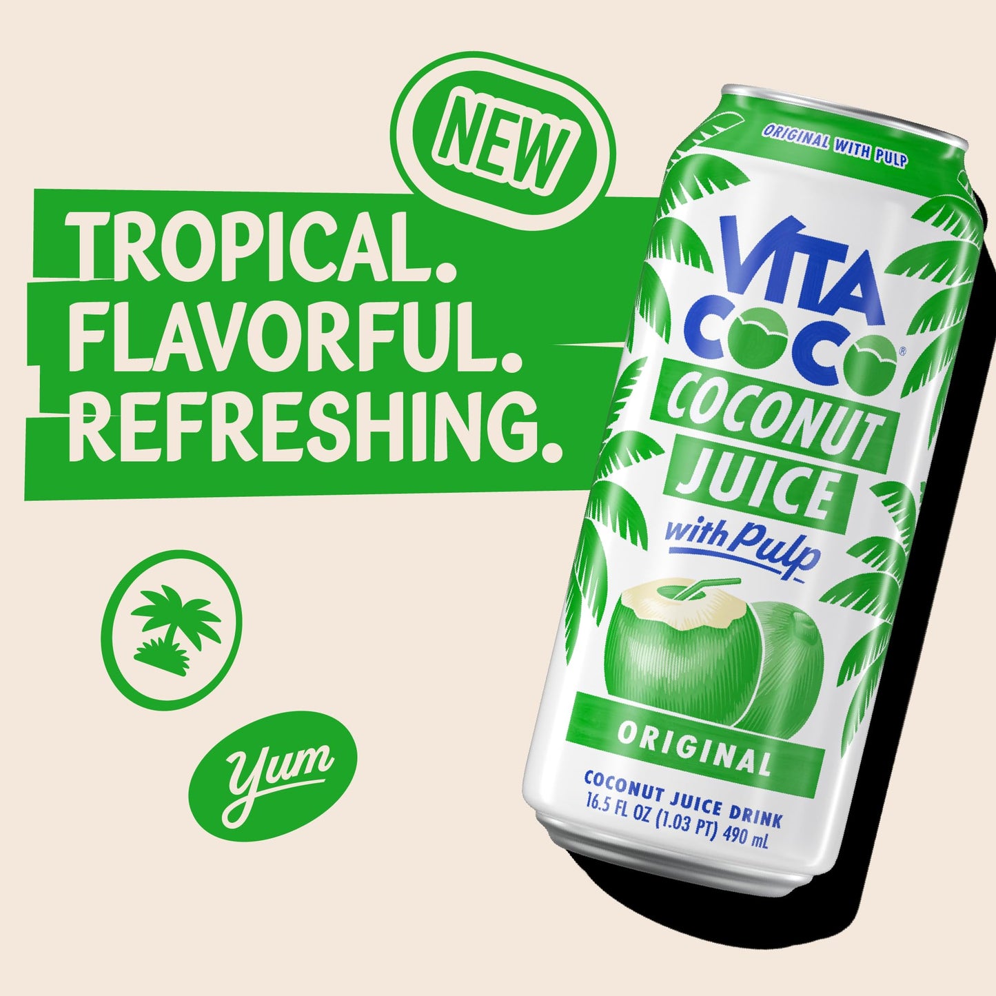 Vita Coco Coconut Juice, Original with Pulp | Big, Bold Coconut Taste | Sweet, Refreshing Hydration for Meals | 16.9 oz can (Pack of 12)