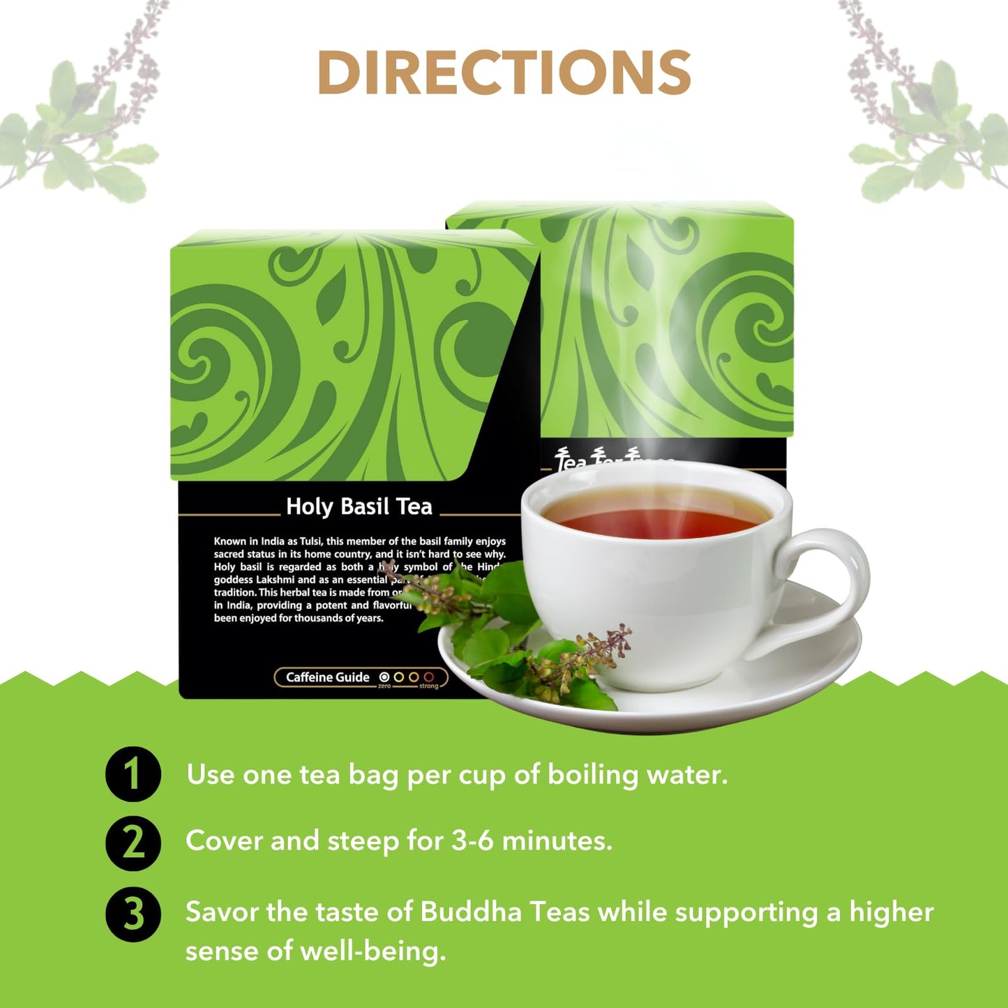 Buddha Teas - Holy Basil - Organic Herbal Tea - For Cognitive Balance & Overall Health - Ayurvedic Tulsi - With Antioxidants - Caffeine Free - 100%