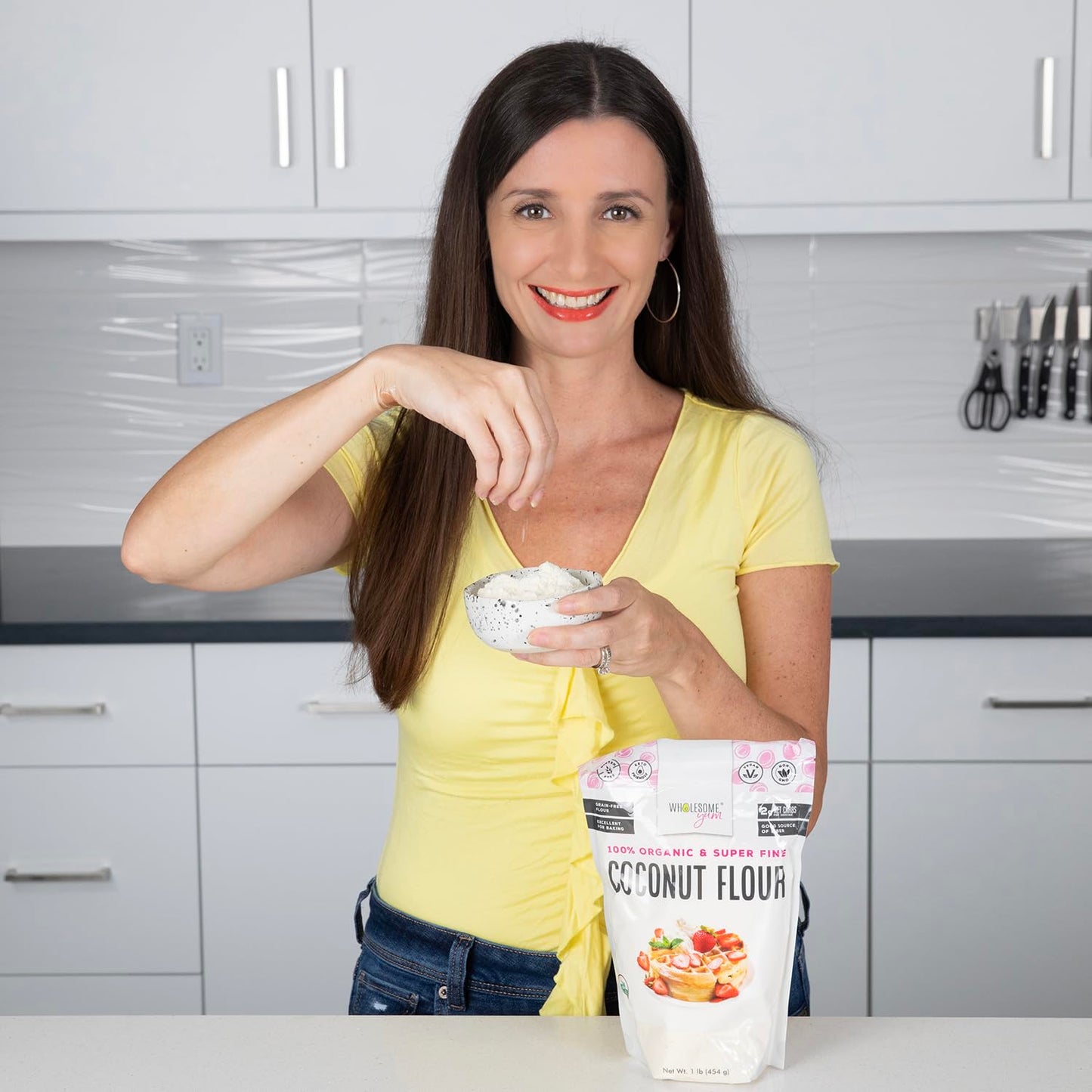 Wholesome Yum Premium Organic Coconut Flour For Baking & More (16 oz / 1 lb) - Low Carb, Gluten Free, Non GMO, Keto Friendly Flour Substitute