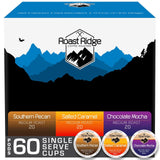 Roast Ridge Single Serve Coffee Pods for Keurig K-Cup Brewers, Flavored Variety Pack, Medium Roast, 60 Count (20 each: Southern Pecan, Salted Caramel