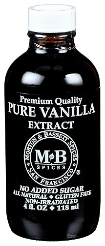 Morton & Bassett Pure Vanilla Extract, 4 fl oz - No Artificial Additives, Non-GMO, Rich & Smooth Flavor for Baking, Desserts & Beverages