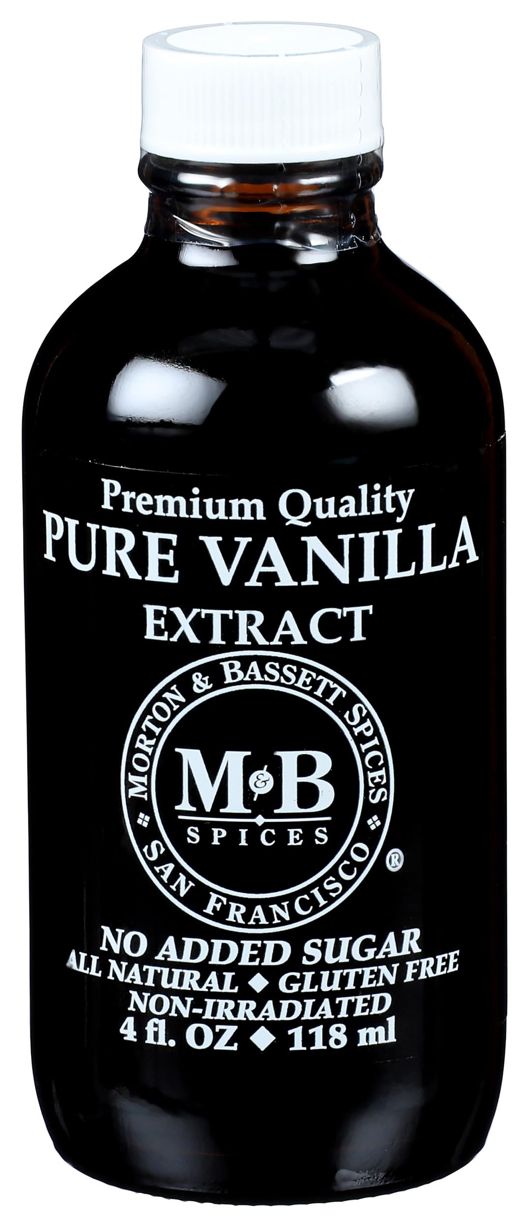 Morton & Bassett Pure Vanilla Extract, 4 fl oz - No Artificial Additives, Non-GMO, Rich & Smooth Flavor for Baking, Desserts & Beverages