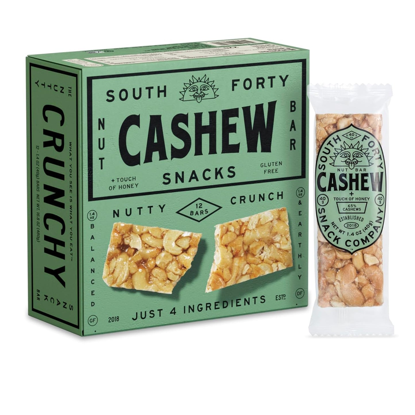South 40 Snacks Cashew Nut Bar, 1.4 OZ