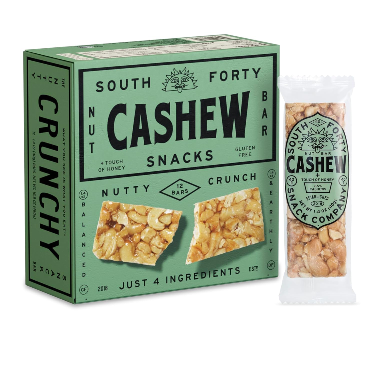 South 40 Snacks Cashew Nut Bar, 1.4 OZ