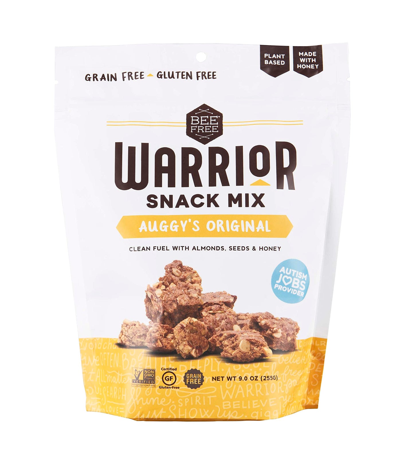 BeeFree Warrior Mix Gluten Free Granola - Chunky Granola Bites | Paleo, Low Carb, Grain Free, Preservative Free, Oat Free | Auggy’s Original Mix, 9