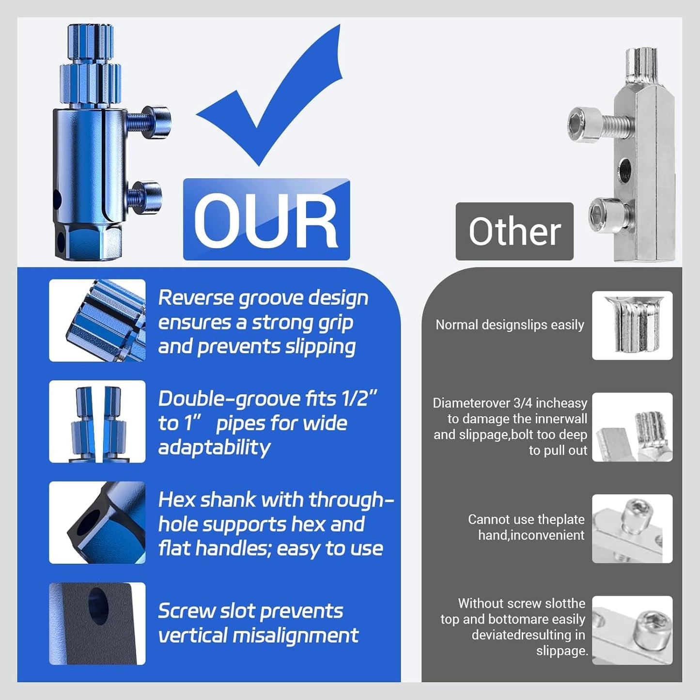 Broken Pipe Thread Remover, Broken Pipe Extractor Tool,Broken Faucet Extractor,Stripped Screw Extractor, Broken Faucet Removal Tool for Damaged Faucet