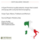 Ariston "The Very Best" Premium Balsamic Vinegar - Barrel Aged, Gourmet Quality, Product of Italy - Vegan, Gluten Free, GMO Free, No Added Sugar