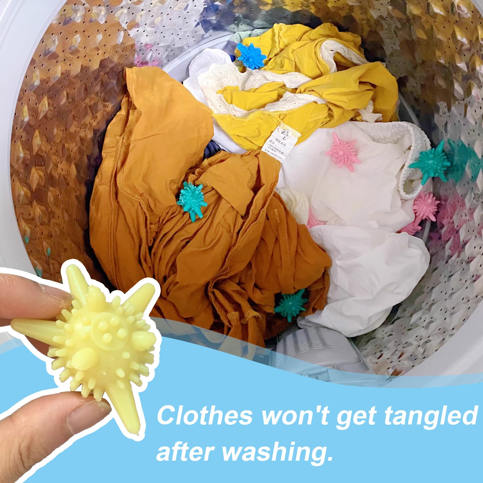 Shuielai Washing Machine Laundry Balls 5 Pack - Soft PVC Anti?Tangle & High Friction Wash Balls for Deep Stain Removal, Reusable Washer Balls for All